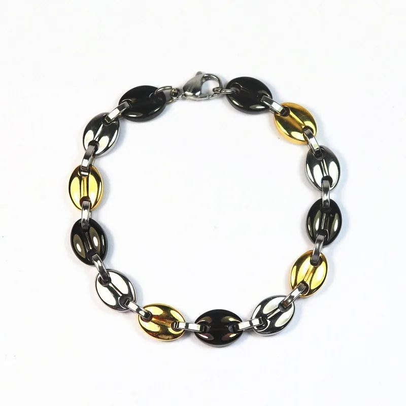 New 316L Stainless Steel Korean Fashion Coffee Beans Pig Nose Bracelet for Men Women Free Shipping Emo Chunky Trendy Punk
New 316L Stainless Steel Korean Fashion Coffee Beans Pig Nose Bracelet for Men Women Free Shipping Emo Chunky Trendy Punk