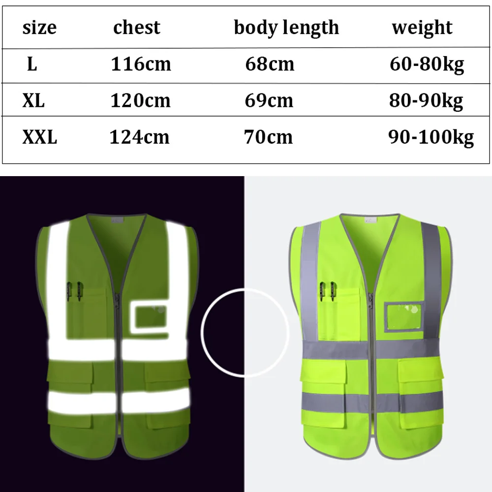 

Safety Vest for Men with High Visible Strips and Reflective ID Pocket hi vis Workwear Vest Construction Clothes