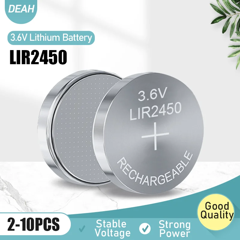 2-10 шт. LIR2450 LIR 2450 3 6 в 120 мАч литиевая аккумуляторная батарея для часов
