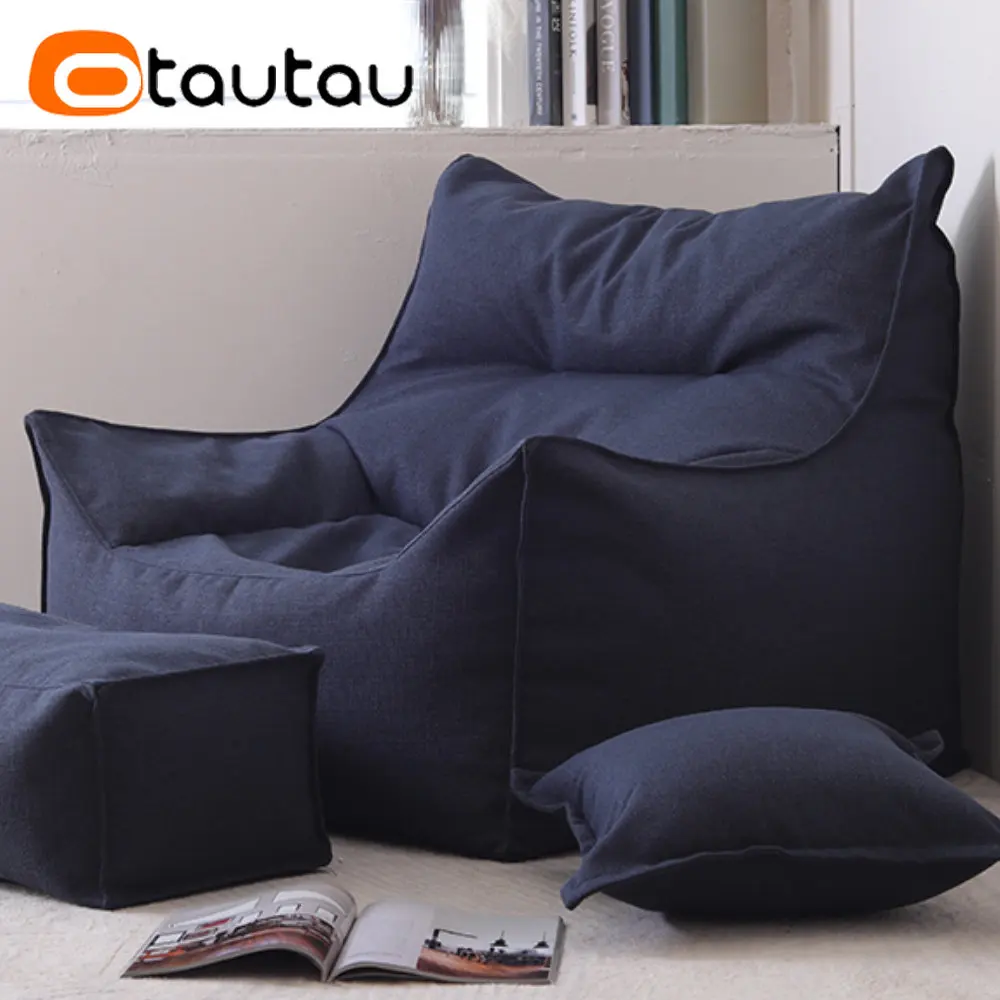 

OTAUTAU Cotton Linen Single Sofa Pouf Bean Bag Cover Without Filler Floor Seat Beanbag Armchair Ottoman Puff Sac Couch SF048