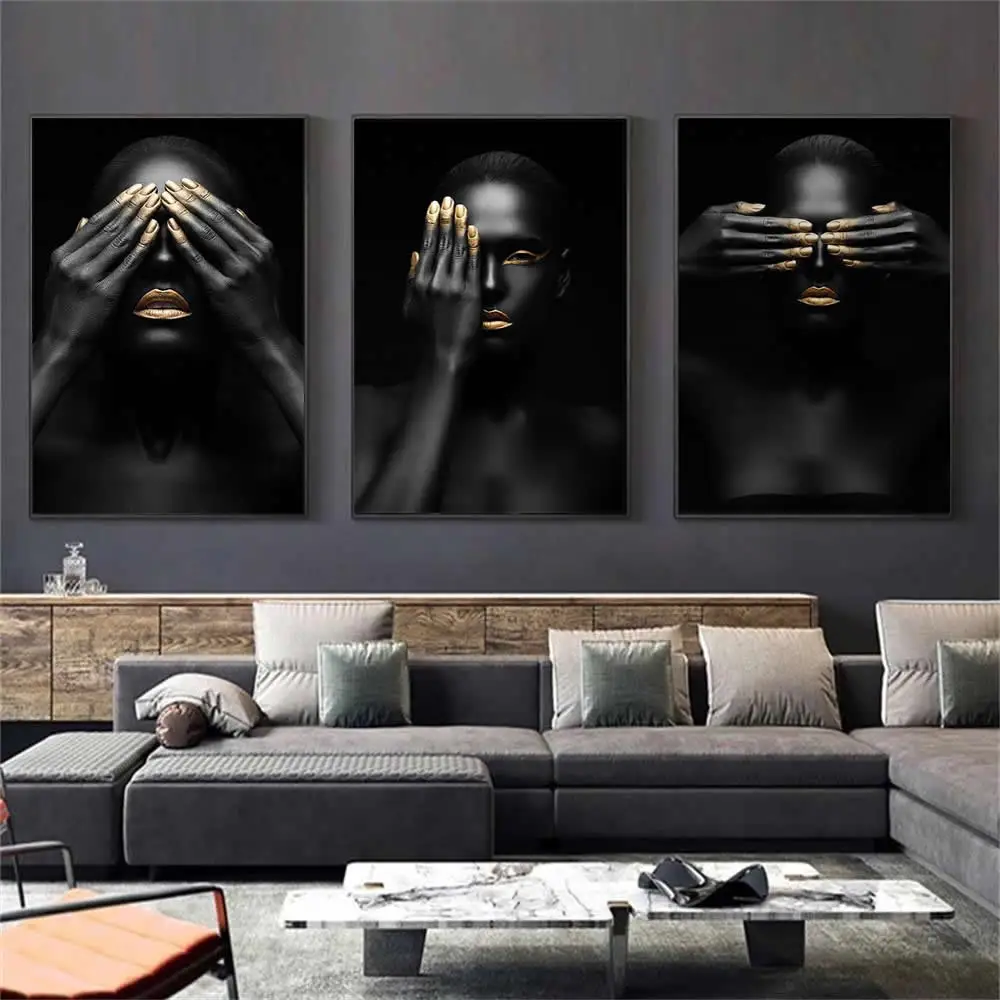 Contemplator African Woman Posters and Prints Wall Art for Living Room Home Decor Black and Gold Female Abstract Canvas Painting
Contemplator African Woman Posters and Prints Wall Art for Living Room Home Decor Black and Gold Female Abstract Canvas Painting