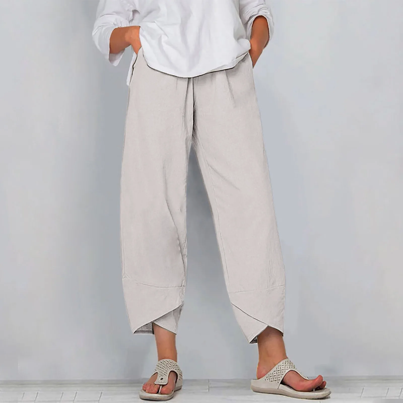 New Summer Women Casual Cotton Linen Baggy Harem Pants Solid Color Loose Trousers Plus Size Ladies Wide Leg Cropped Pants
New Summer Women Casual Cotton Linen Baggy Harem Pants Solid Color Loose Trousers Plus Size Ladies Wide Leg Cropped Pants