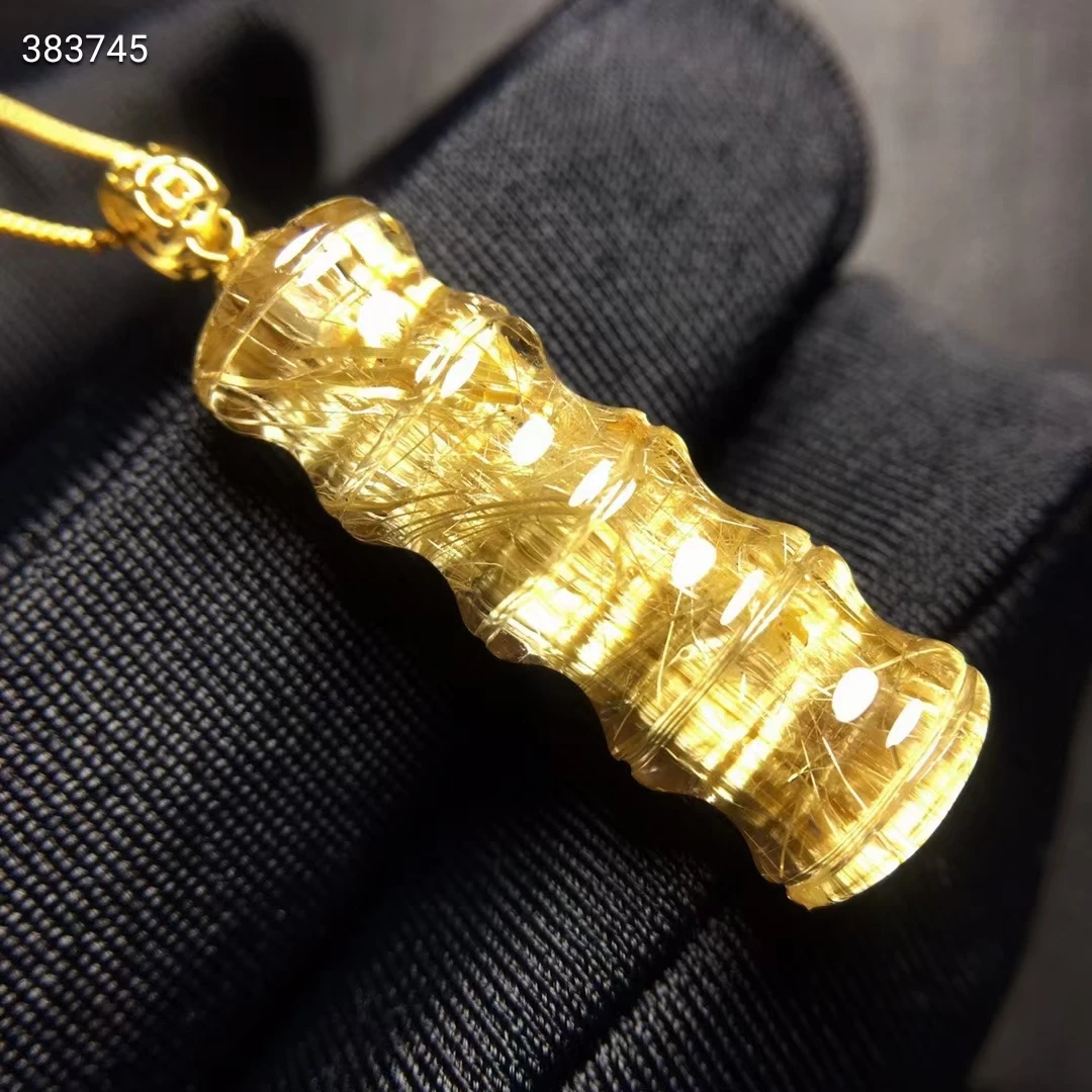 Natural Gold Rutilated Quartz Pendant Necklace Bamboo Gold Rutilated Quartz 25*8.8*6mm Jewelry Women Men Brazil AAAAAAA
Natural Gold Rutilated Quartz Pendant Necklace Bamboo Gold Rutilated Quartz 25*8.8*6mm Jewelry Women Men Brazil AAAAAAA