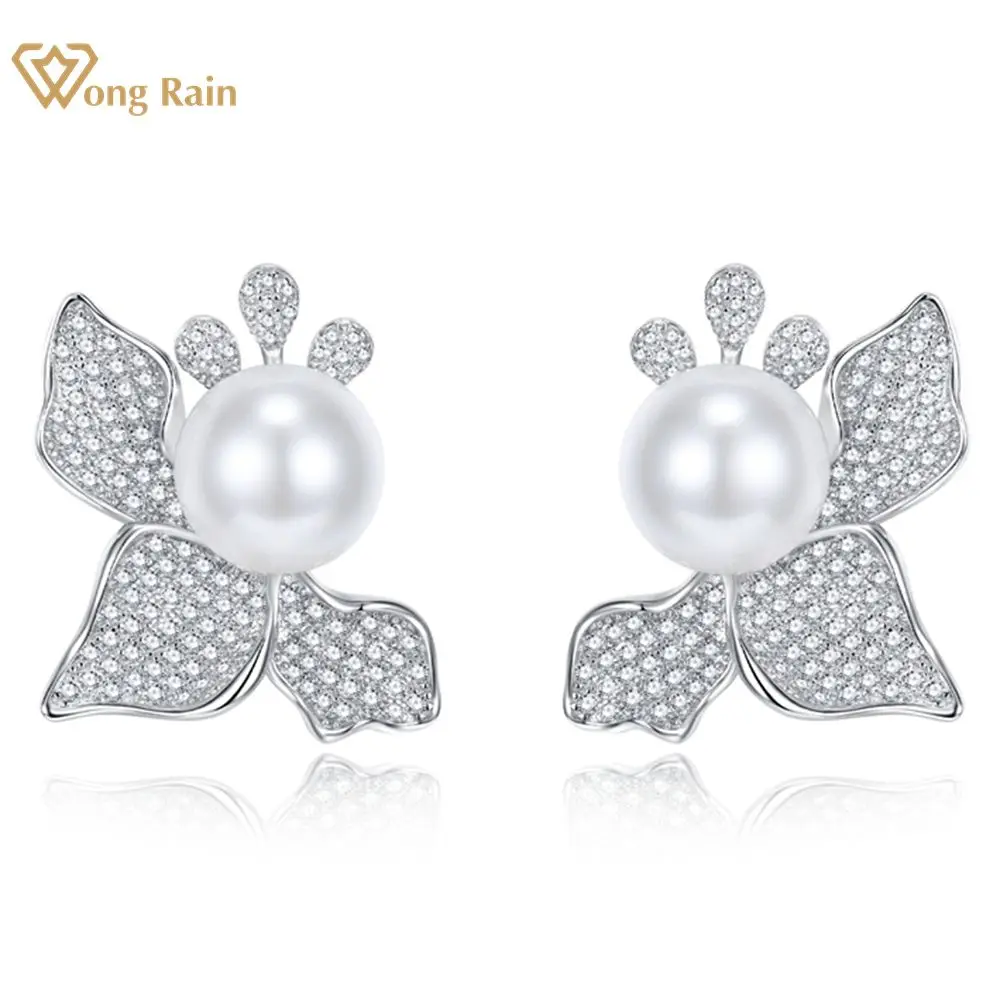 Wong Rain 100% 925 Sterling Silver 12 MM Pearl High Carbon Diamonds Gemstone Ear Studs Earrings Wedding Fine Jewelry Wholesale
Wong Rain 100% 925 Sterling Silver 12 MM Pearl High Carbon Diamonds Gemstone Ear Studs Earrings Wedding Fine Jewelry Wholesale