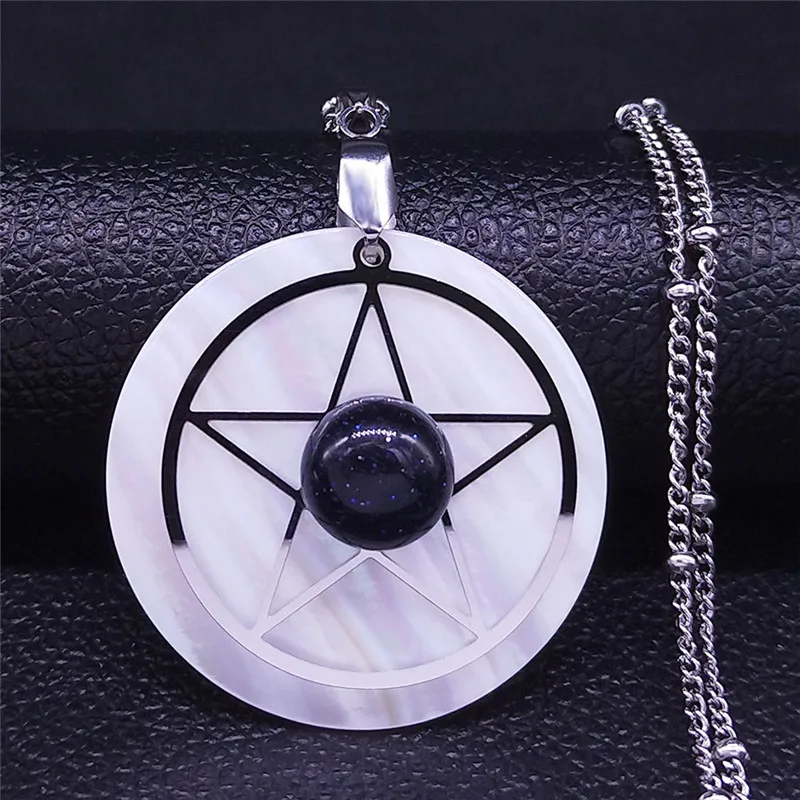 Witchcraft Pentagram Natural Stone Shell Stainless Steel Necklace Silver Color Necklaces Jewelry bijoux femme NXS08
Witchcraft Pentagram Natural Stone Shell Stainless Steel Necklace Silver Color Necklaces Jewelry bijoux femme NXS08