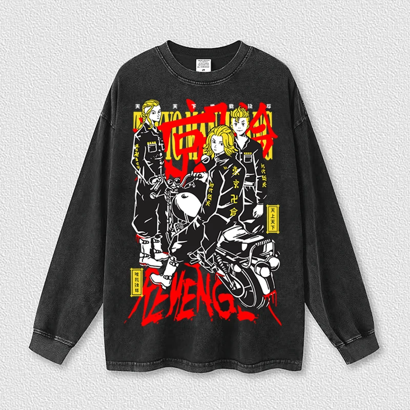 Tokyo Revengers Anime Washed T Shirts O-Neck Long Sleeve Retro Mens Top Quality Hip Hop TShirt 100% Cotton Oversize T-shirt Male
Tokyo Revengers Anime Washed T Shirts O-Neck Long Sleeve Retro Mens Top Quality Hip Hop TShirt 100% Cotton Oversize T-shirt Male
