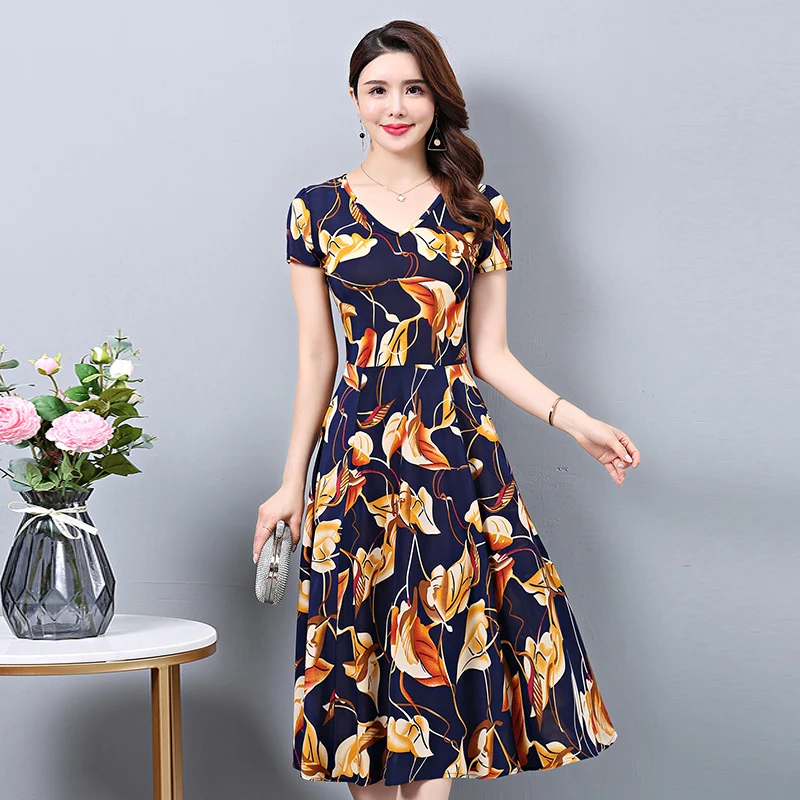Summer Women's Casual Dress Middle-aged and Aged Casual Short Sleeve High Waist Flower Print Party Dress Women's Vestidos 2022
Summer Women's Casual Dress Middle-aged and Aged Casual Short Sleeve High Waist Flower Print Party Dress Women's Vestidos 2022