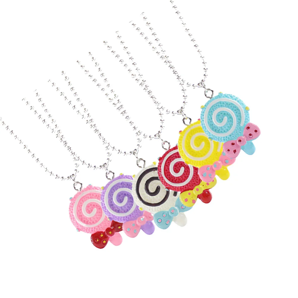 

6 Pcs Lollipop Shaped Necklace Kids Gilrs Jewelry Necklaces Party Supplies Ornament