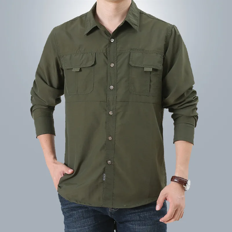 Quick Drying Miliatry Cargo Shirt Men Casual Fashion Breathable Shirts for Men Multi-pockets Durable Workwear Chemise Homme
Quick Drying Miliatry Cargo Shirt Men Casual Fashion Breathable Shirts for Men Multi-pockets Durable Workwear Chemise Homme