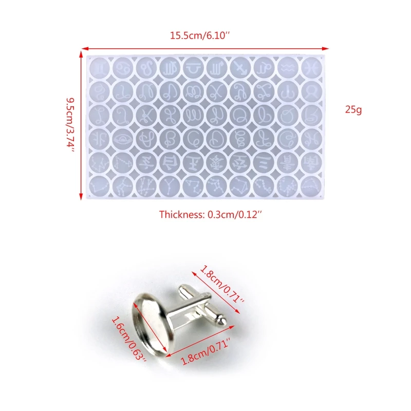 LX9D Cufflinks Cuff Button Silicone Mold Tray Constellation Round Symbol Pendant Ornament Epoxy Resin Casting Mould DIY Craft
LX9D Cufflinks Cuff Button Silicone Mold Tray Constellation Round Symbol Pendant Ornament Epoxy Resin Casting Mould DIY Craft