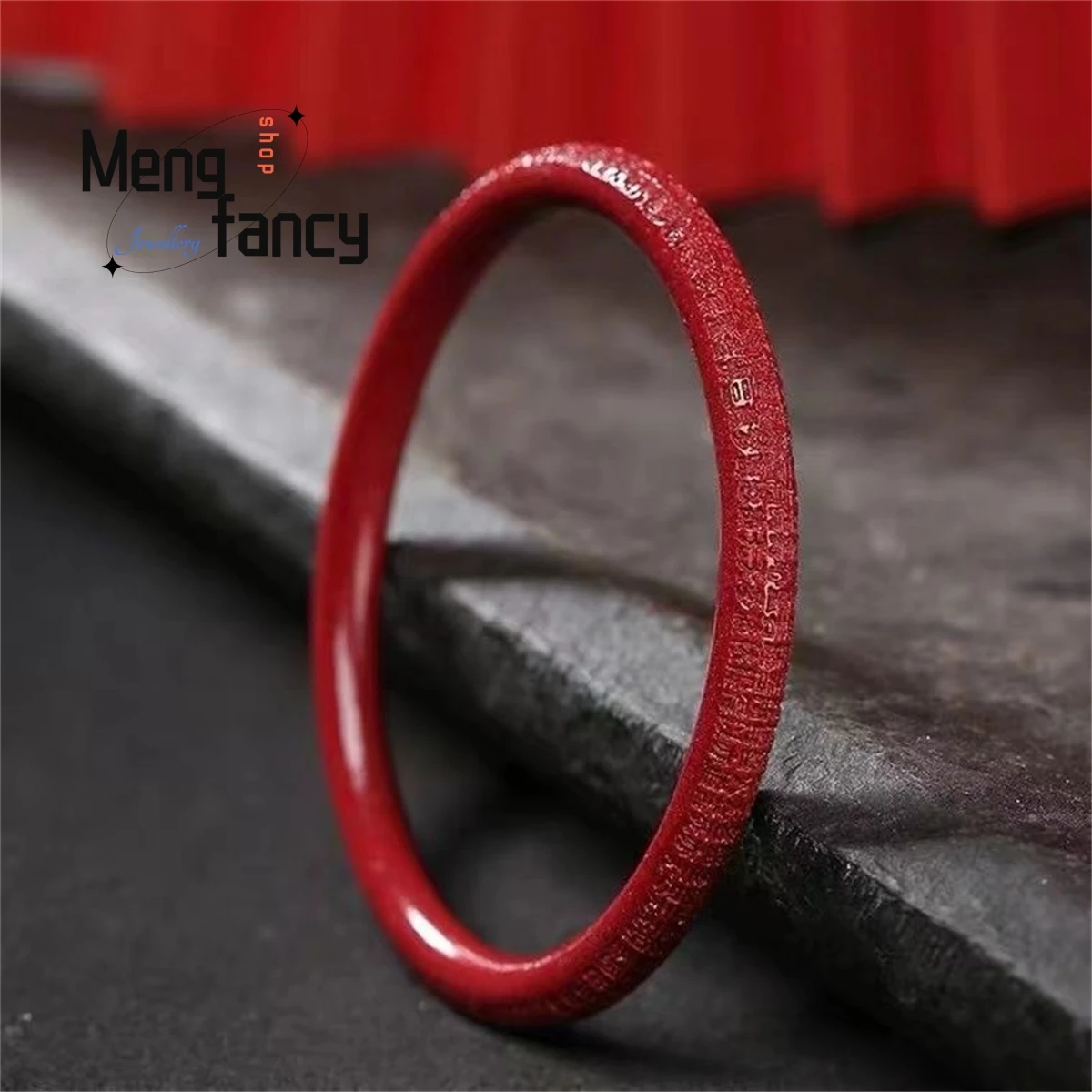 

Natural Cinnabar Purple Gold Sand Heart Sutra Bangle Simple Exquisite Generous Fashion Jewelry Best Selling Women Holiday Gift