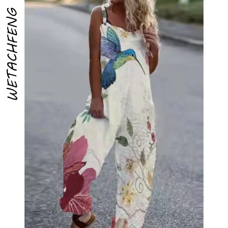 Loose Floral Butterfly Birds Printed Jumpsuits Women Summer Sleeveless Wide Led Pants Casual Overalls For Women Vintage Rompers
Loose Floral Butterfly Birds Printed Jumpsuits Women Summer Sleeveless Wide Led Pants Casual Overalls For Women Vintage Rompers