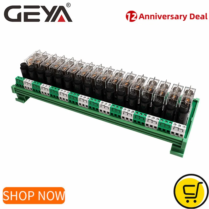 GEYA NGG2R 16 Channel Relay Module with Fuse Protection 12VDC 24VDC Relay PLC 1NO1NC
GEYA NGG2R 16 Channel Relay Module with Fuse Protection 12VDC 24VDC Relay PLC 1NO1NC