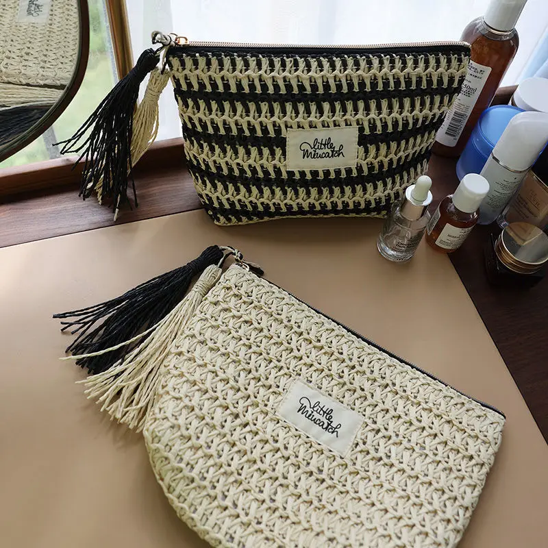 Женская портативная соломенная косметичка с кисточками, сумки для туалетных принадлежностей, косметичка, красивая Холщовая Сумка, дорожны... 
Женская портативная соломенная косметичка с кисточками, сумки для туалетных принадлежностей, косметичка, красивая Холщовая Сумка, дорожны...