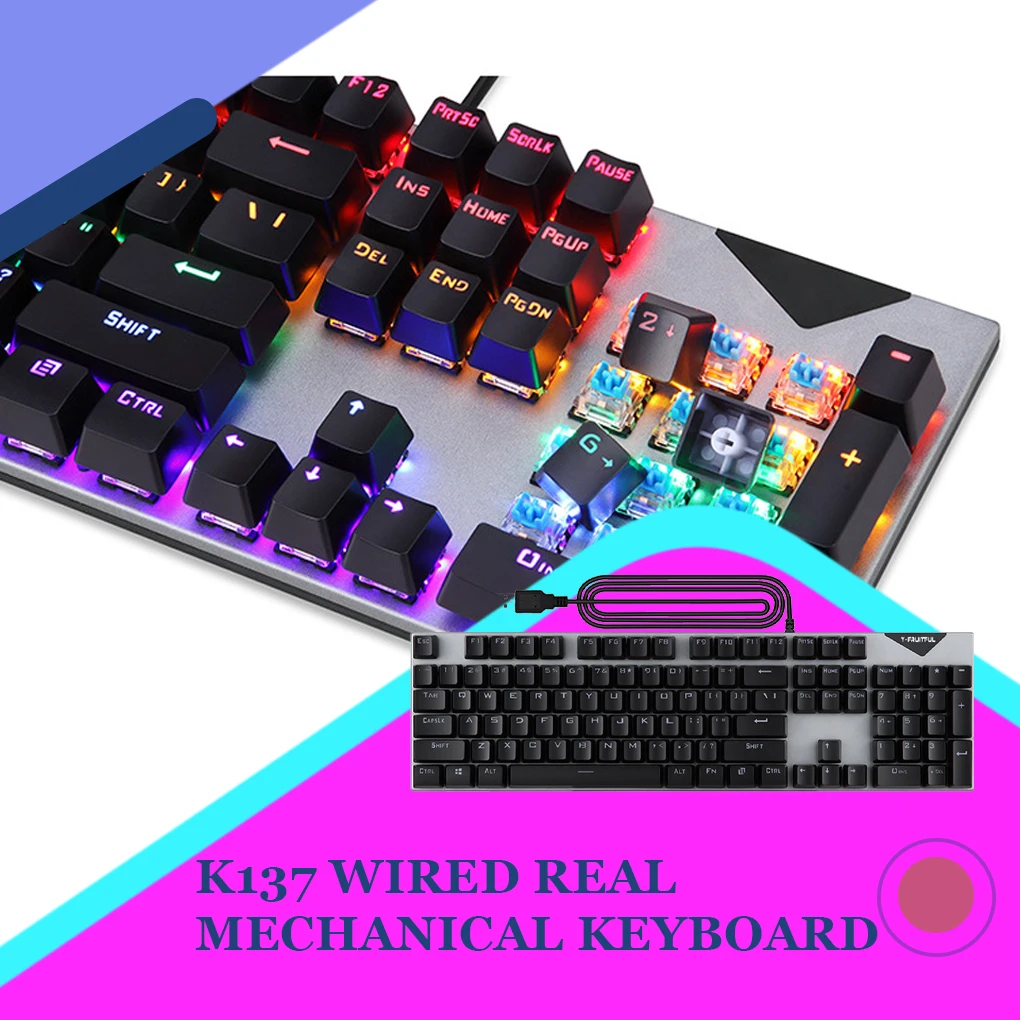 Проводная Механическая клавиатура 104 клавиш подсветка клавиатура 
Проводная Механическая клавиатура 104 клавиш подсветка клавиатура