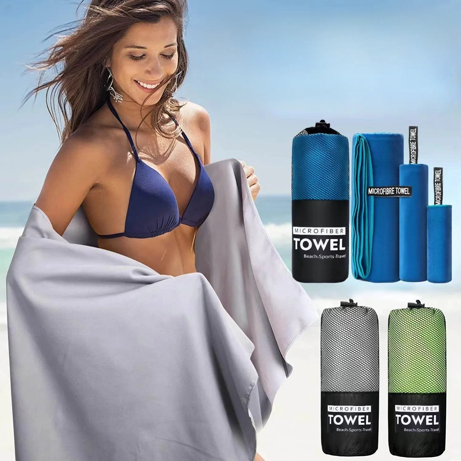 

Быстросохнущее полотенце из микрофибры, 2 шт., двустороннее флисовое дорожное спортивное полотенце для фитнеса, портативное полотенце для плавания, йоги, пляжа, бега, гольфа