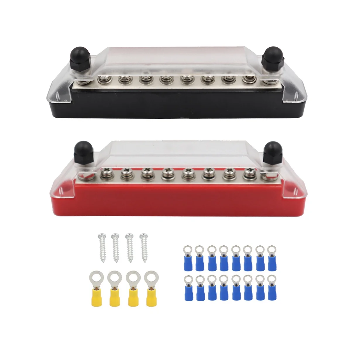 

10 Way Screw Terminal Blocks 150A Busbar with Terminals for Vehicle and Boat Wiring Rebuilds Supports Up to 48V