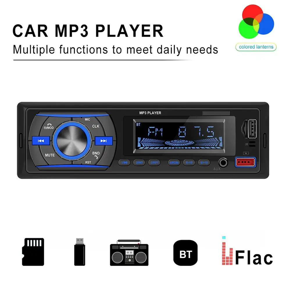 1 DIN автомобильный радиоприемник Bluetooth 5,0, громкая связь, mp3-плеер, FM-передатчик, аудио, 12 В, USB/SD/AUX вход, В приборную панель, локатор, 7-цветное освещение
1 DIN автомобильный радиоприемник Bluetooth 5,0, громкая связь, mp3-плеер, FM-передатчик, аудио, 12 В, USB/SD/AUX вход, В приборную панель, локатор, 7-цветное освещение