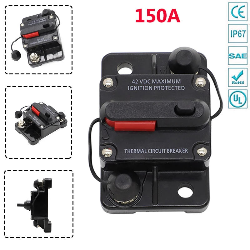 150 AMP Circuit Breaker Fuse Reset 12-48V DC Car Boat Auto Waterproof Fuse Box Fuse Car Fusibles Amplificador
150 AMP Circuit Breaker Fuse Reset 12-48V DC Car Boat Auto Waterproof Fuse Box Fuse Car Fusibles Amplificador