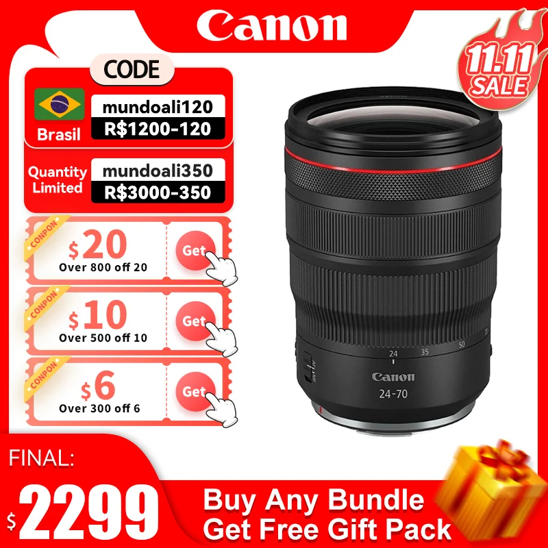 Объектив для беззеркальной камеры Canon RF 24-70 мм F2.8 USM с полной рамкой, Большая диафрагма, широкоугольный автофокус, фотофокус
Объектив для беззеркальной камеры Canon RF 24-70 мм F2.8 USM с полной рамкой, Большая диафрагма, широкоугольный автофокус, фотофокус