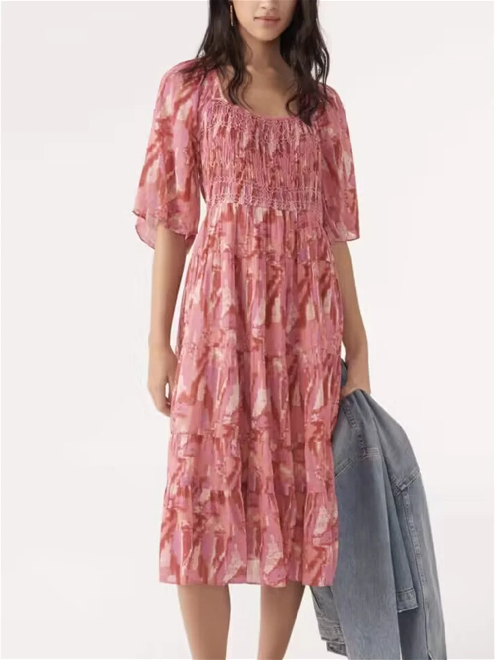 Women Urban Oil Painting Printing Slim Dress 2023 Summer New Square Collar Long Dress V-Neck Short Robe Single Breasted Blouse
Women Urban Oil Painting Printing Slim Dress 2023 Summer New Square Collar Long Dress V-Neck Short Robe Single Breasted Blouse