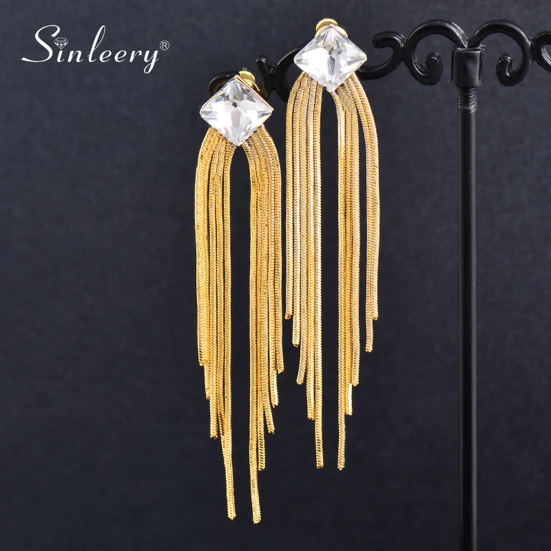 SINLEERY Luxurious Square Heart Tassels Long Earrings For Women Cubic Zirconia Yellow Silver Color wedding accessories ES166 SSP
SINLEERY Luxurious Square Heart Tassels Long Earrings For Women Cubic Zirconia Yellow Silver Color wedding accessories ES166 SSP