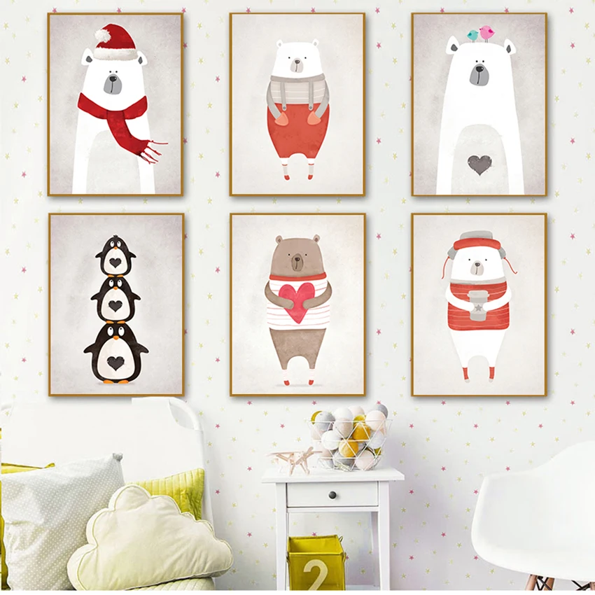 Nordic Cute Animal Hippo Penguin Polar Bear Portrait A4 A3 A2 Canvas Art Poster Painting Print Baby Room Home Wall Decor
Nordic Cute Animal Hippo Penguin Polar Bear Portrait A4 A3 A2 Canvas Art Poster Painting Print Baby Room Home Wall Decor