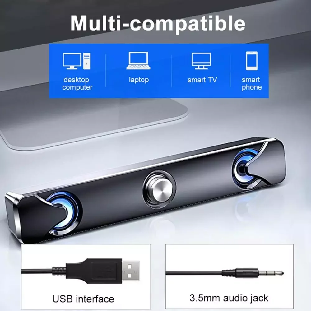 Computer Audio Home Soundbar Bluetooth Speaker LED Light Household Desktop Dual Speaker 3D Stereo Subwoofer for PC TV Phone
Computer Audio Home Soundbar Bluetooth Speaker LED Light Household Desktop Dual Speaker 3D Stereo Subwoofer for PC TV Phone