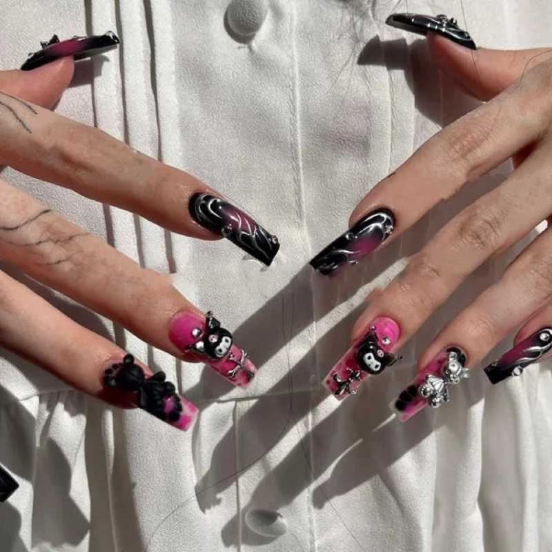 Diy Sanrioed Kuromi Y2k Gothic Metal Bear Halo Dyed Line Crocodile Press Fake Nails Luxury Design Fake Nail Tips with Glue
Diy Sanrioed Kuromi Y2k Gothic Metal Bear Halo Dyed Line Crocodile Press Fake Nails Luxury Design Fake Nail Tips with Glue