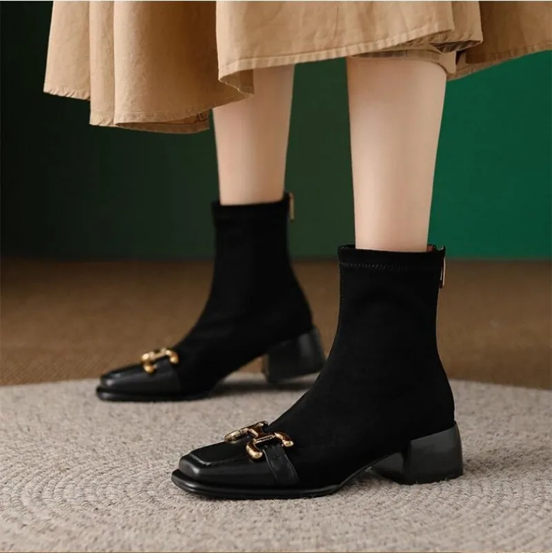 Short Boots Women's Autumn Wintersquare Socks Elastic Boots Thick Heels Medium Heels Suede Thin Boots Women's Shoes Martin Boots
Short Boots Women's Autumn Wintersquare Socks Elastic Boots Thick Heels Medium Heels Suede Thin Boots Women's Shoes Martin Boots