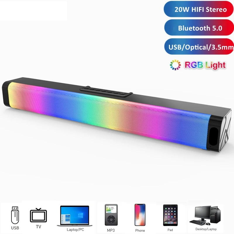 2021 компьютерная игровая Колонка s с RGB подсветкой мощный бас стерео звук USB 3,5 мм оптическая звуковая панель ПК 20 Вт Колонка для ПК ТВ мобильно...
2021 компьютерная игровая Колонка s с RGB подсветкой мощный бас стерео звук USB 3,5 мм оптическая звуковая панель ПК 20 Вт Колонка для ПК ТВ мобильно...