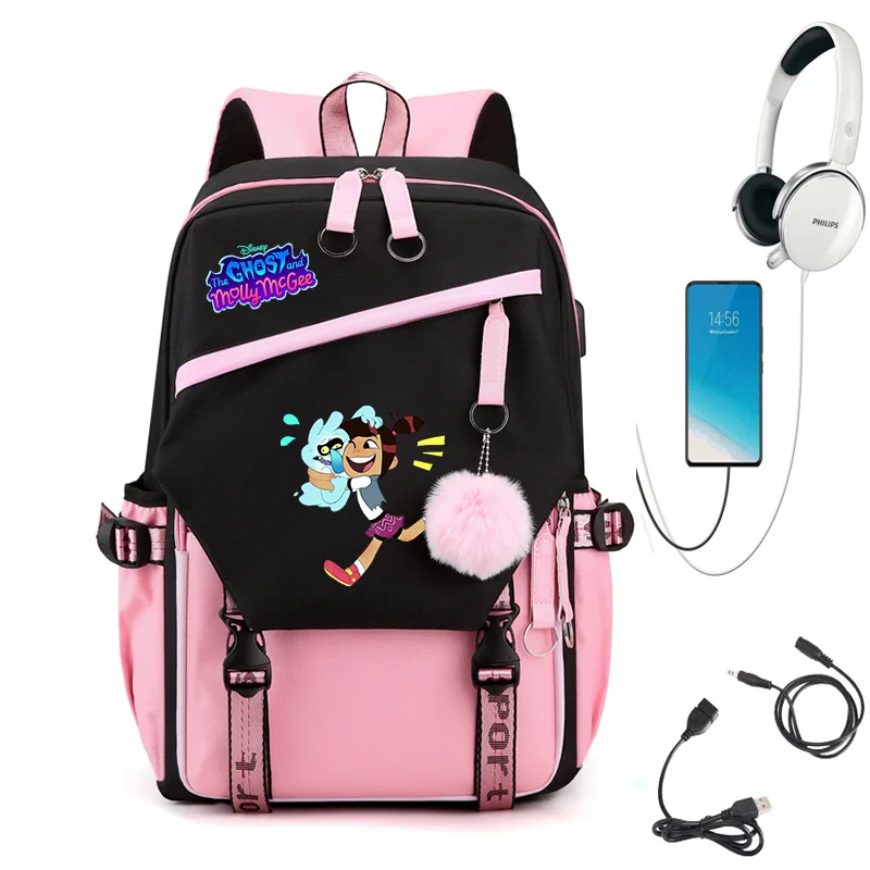 MINISO The Ghost And Molly Mcgee школьный рюкзак с зарядкой через USB для мужчин и женщин