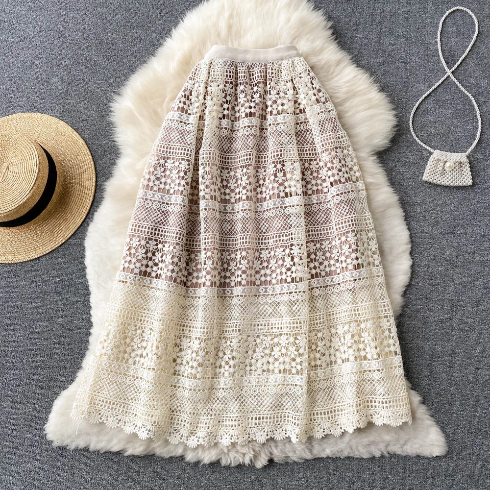 D409 Spring Autumn 2022 Women New Fashion Retro High Waist Thin Hook Flower Hollow Out Lace Skirts Korean Clothes
D409 Spring Autumn 2022 Women New Fashion Retro High Waist Thin Hook Flower Hollow Out Lace Skirts Korean Clothes