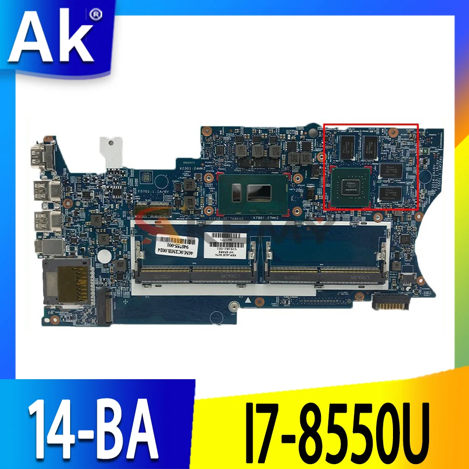 Оригинал для HP X360 14-BA 448.OBZ09.0011 I7 -8550 CPU SR3LC автономная материнская плата 939382-001 940MX
Оригинал для HP X360 14-BA 448.OBZ09.0011 I7 -8550 CPU SR3LC автономная материнская плата 939382-001 940MX