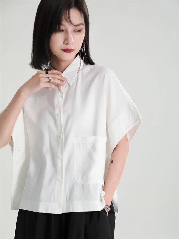 Women White Brief Casual Big Size Blouse New Lapel Half Sleeve Loose Fit Shirt Fashion Tide Spring Summer 2022 M453
Women White Brief Casual Big Size Blouse New Lapel Half Sleeve Loose Fit Shirt Fashion Tide Spring Summer 2022 M453