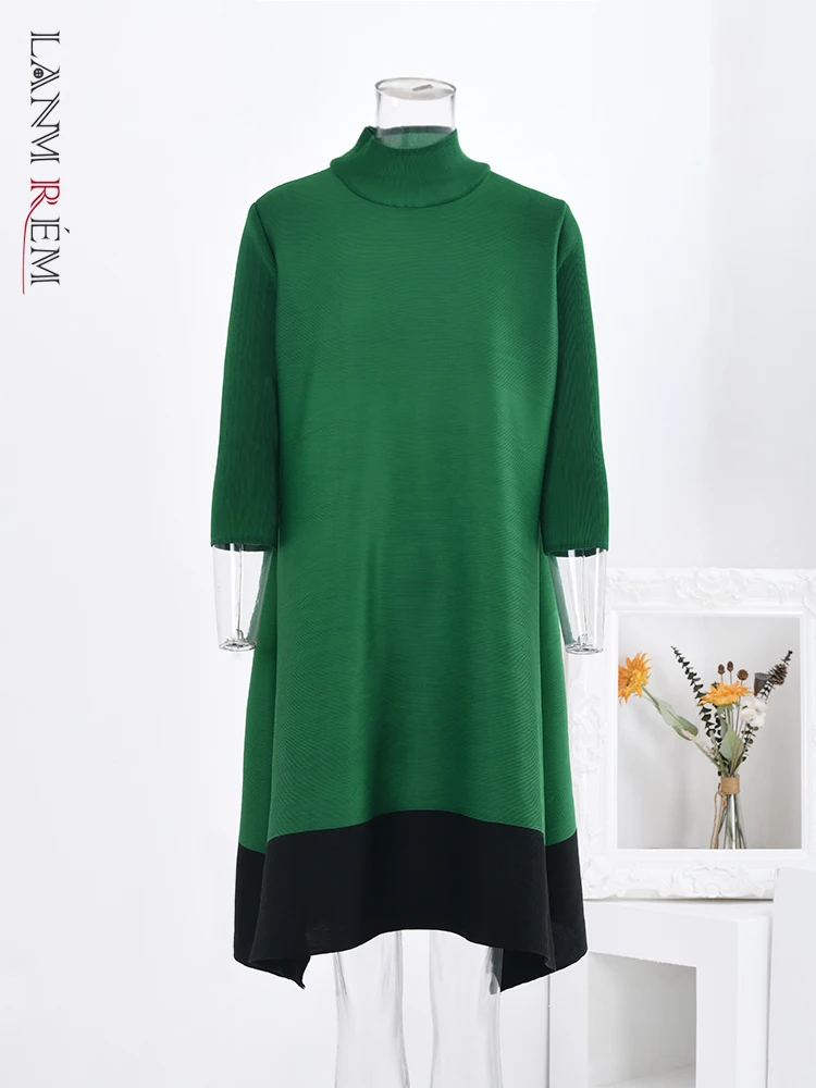 LANMREM Women Contrast Color Pleated Dress Casual Turtleneck A-line Loose Mid Length Dresses Fashion 2023 Autumn New 2E1108
LANMREM Women Contrast Color Pleated Dress Casual Turtleneck A-line Loose Mid Length Dresses Fashion 2023 Autumn New 2E1108