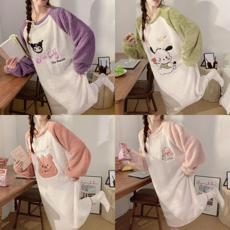 Kawaii Sanrioed Kuromi Pochacco Loopy Autumn Winter Keep Warm Coral Velvet Pajamas Anime Home Thicken Round Neck Loose Nightgown
Kawaii Sanrioed Kuromi Pochacco Loopy Autumn Winter Keep Warm Coral Velvet Pajamas Anime Home Thicken Round Neck Loose Nightgown