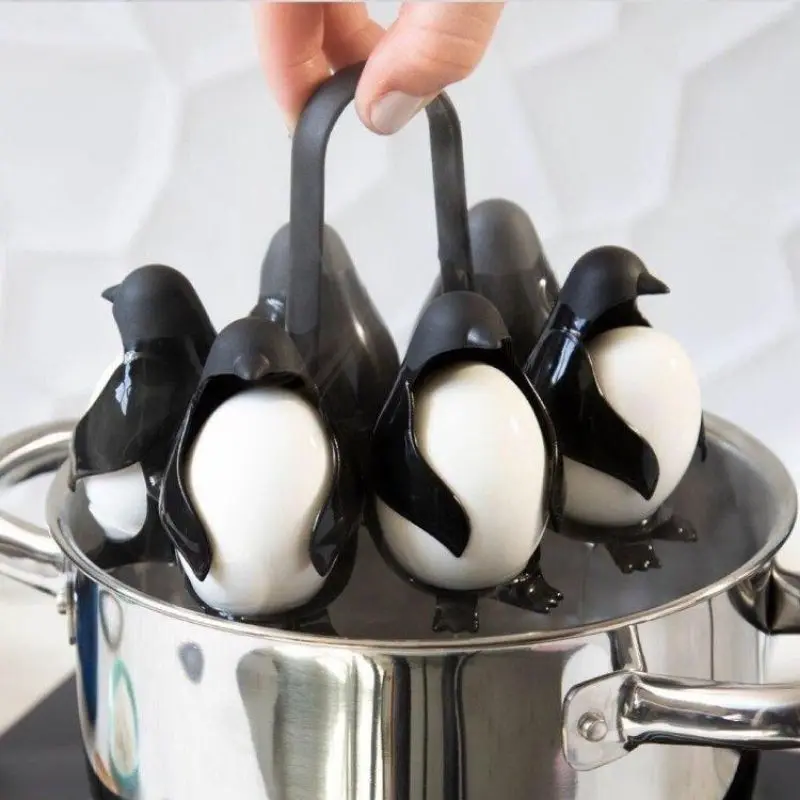 

Penguin Egg Cooker Household Egg Cooker Long Handle Anti-scalding Egg Cooker Can Cook 6 Eggs Kitchen Egg Cooker Creative Gift