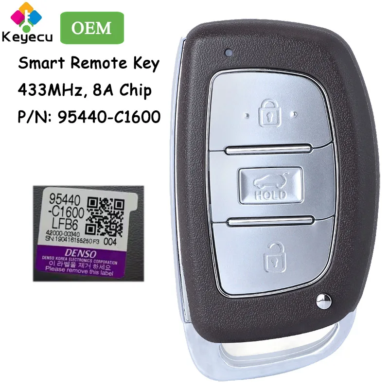 KEYECU OEM Proximity Smart Remote Control Car Key With 3 Buttons 433MHz 8A Chip for Hyundai Sonata 2018 2019 Fob 95440-C1600
KEYECU OEM Proximity Smart Remote Control Car Key With 3 Buttons 433MHz 8A Chip for Hyundai Sonata 2018 2019 Fob 95440-C1600