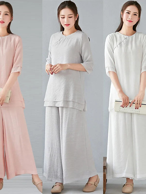 2Pcs Retro Women's Clothing Traditional Chinese Style Cotton and Linen Suit Buddhist Meditation Chiners Tea Zen Sets
2Pcs Retro Women's Clothing Traditional Chinese Style Cotton and Linen Suit Buddhist Meditation Chiners Tea Zen Sets