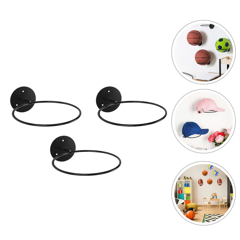

3 Pcs Ball Storage Rack Sports Balls Iron Racks Wall Mounted Holder Display Holders Clothing Supporting Volleyball Football