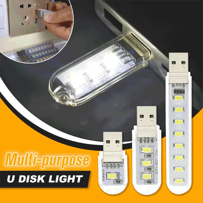 

LED USB Night Light Portable U Disk Lamp 3LEDs 1.5W Reading Lamps Colorful Mini Book Lights DC5V Power Bank Powered Camping Bulb