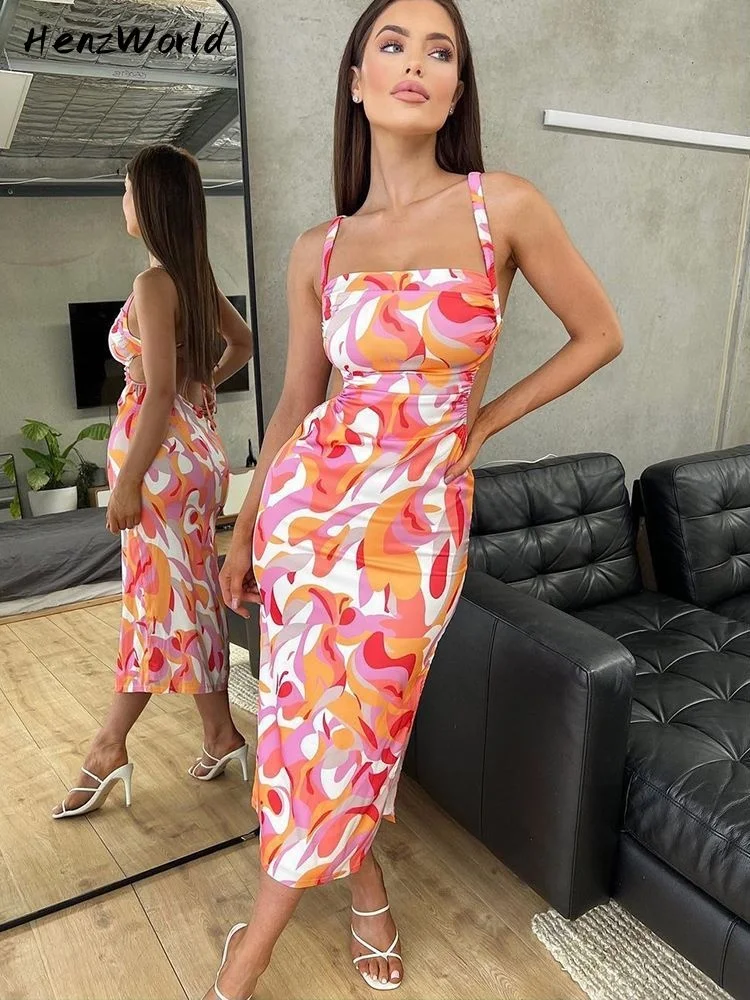 HenzWorld Elegant Straps Sexy Backless Bandage Midi Dress for Women Sleeveless Club Party Print Slit Dresses Summer Clothes
HenzWorld Elegant Straps Sexy Backless Bandage Midi Dress for Women Sleeveless Club Party Print Slit Dresses Summer Clothes