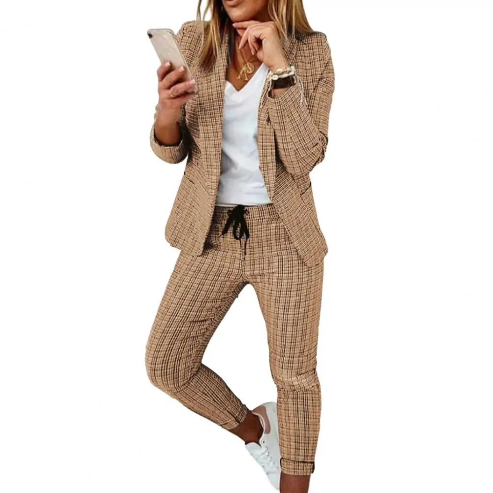 2 Pcs/Set Women Coat Pants Set 2023 Solid Color Long Sleeve Drawstring Elastic Waist Slim Fit Ninth Pants Formal Business Blazer
2 Pcs/Set Women Coat Pants Set 2023 Solid Color Long Sleeve Drawstring Elastic Waist Slim Fit Ninth Pants Formal Business Blazer