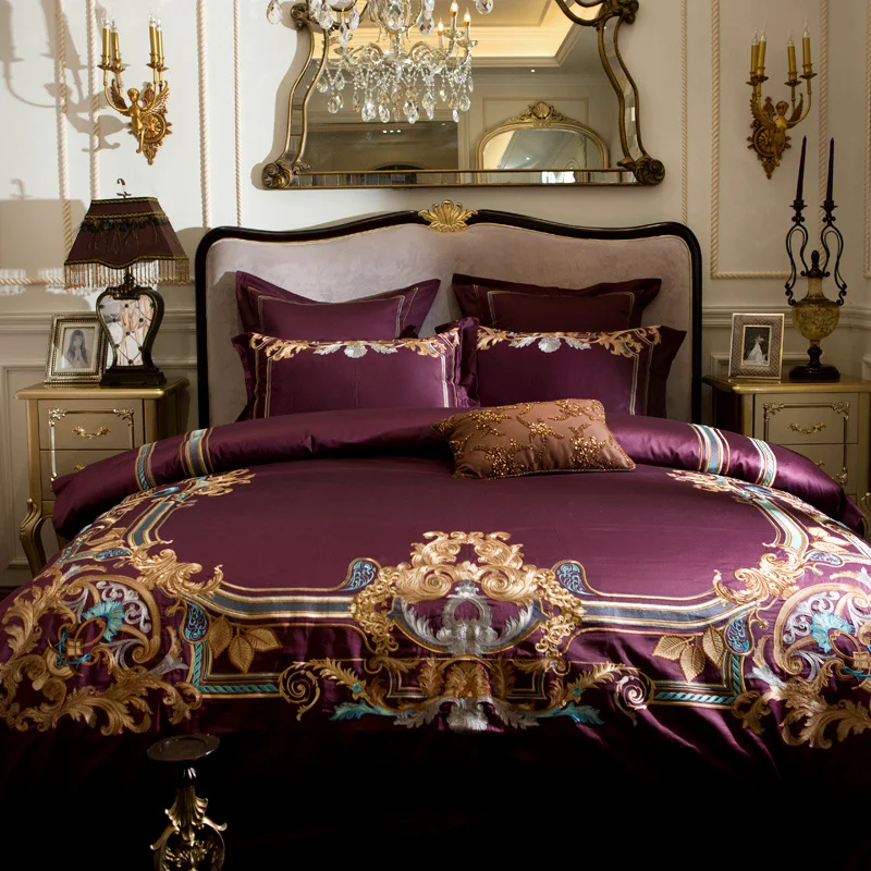 Luxury European Gold Royal Embroidery 120S/1000TC Egyptian Cotton Wine Red Palace Bedding Set Duvet Cover Bed sheet Pillowcases
Luxury European Gold Royal Embroidery 120S/1000TC Egyptian Cotton Wine Red Palace Bedding Set Duvet Cover Bed sheet Pillowcases