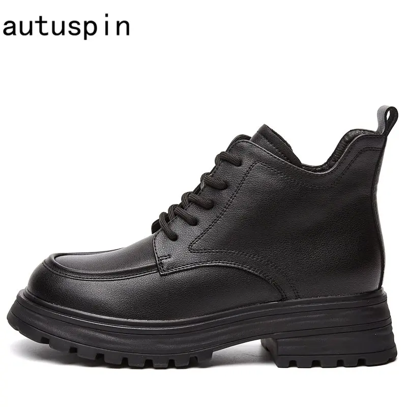 Autuspin Winter Ankle Boots for Women Fashion Genuine Leather Motorcycle Boots Office Ladies Leisure Comfortable Lace-Up Shoes
Autuspin Winter Ankle Boots for Women Fashion Genuine Leather Motorcycle Boots Office Ladies Leisure Comfortable Lace-Up Shoes