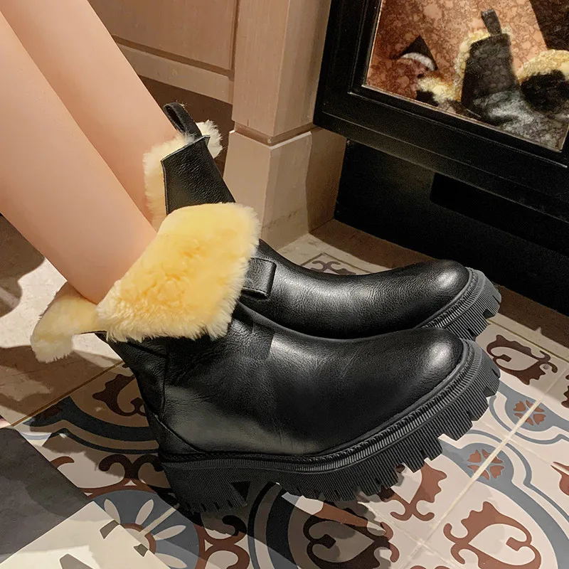 Dilalula Autumn Winter Women Ankle Boots Warm Wool Snow Boots Splicing Genuine Leather Thick Heels Working Casual Shoes Woman
Dilalula Autumn Winter Women Ankle Boots Warm Wool Snow Boots Splicing Genuine Leather Thick Heels Working Casual Shoes Woman