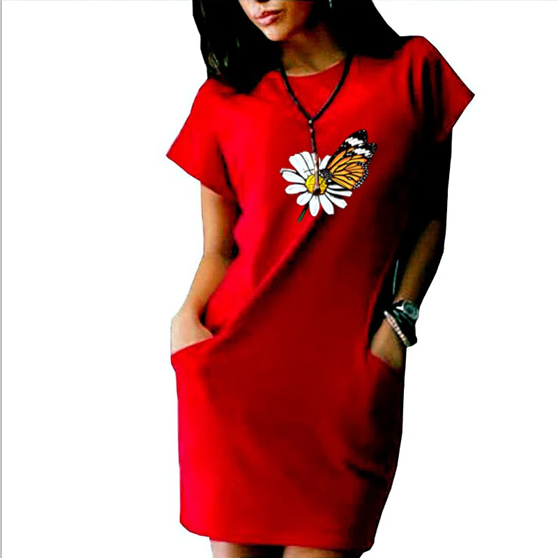 Trending Womens Round Neck Above Knee Length Dress Casual Flower Printed Sexy Mini Dresses Summer Short Sleeve Cool Long T-shirt
Trending Womens Round Neck Above Knee Length Dress Casual Flower Printed Sexy Mini Dresses Summer Short Sleeve Cool Long T-shirt
