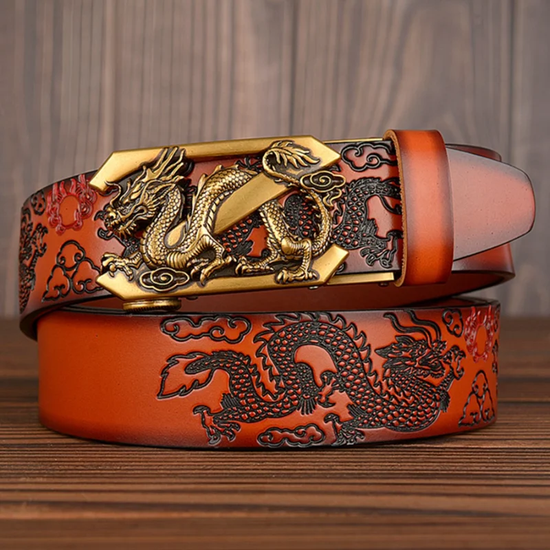 Male Genuine Leather Belts Casual Ratchet Belt with Automatic Buckle Luxury Design Dragon Pattern Belts for Business Men Strap
Male Genuine Leather Belts Casual Ratchet Belt with Automatic Buckle Luxury Design Dragon Pattern Belts for Business Men Strap