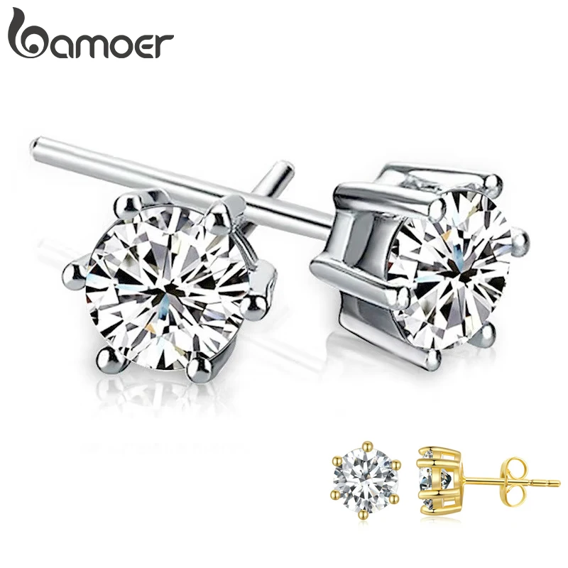 BAMOER 925 Sterling Silver Cubic Zirconia Stud Earrings for Women 14k Gold Plated Round CZ Earrings for Sensitive Ear 2 Colors
BAMOER 925 Sterling Silver Cubic Zirconia Stud Earrings for Women 14k Gold Plated Round CZ Earrings for Sensitive Ear 2 Colors